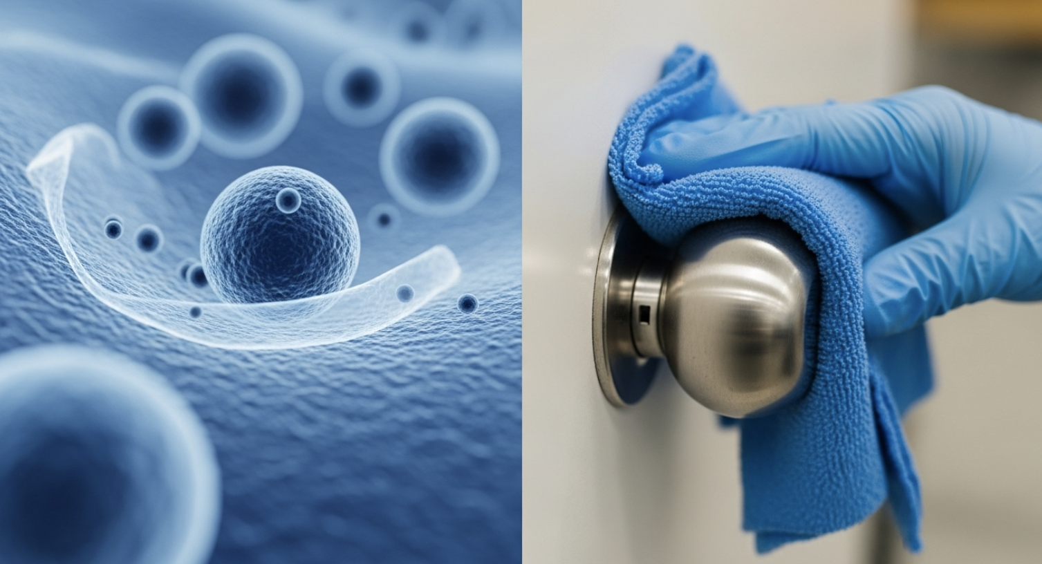 Technician performing disinfection